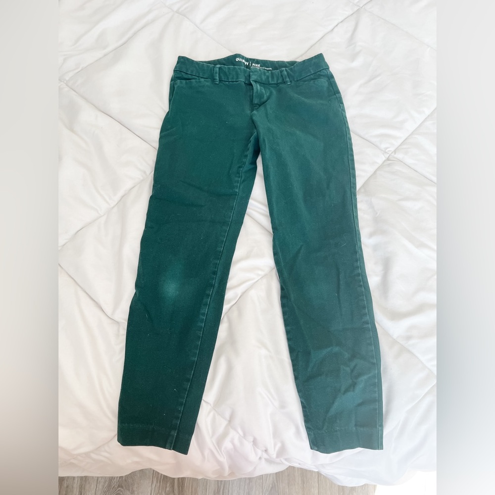 Old Navy Mid Rise Pixie Skinny Ankle Pants-Green